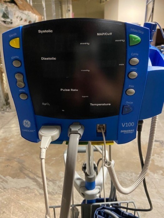 (2) Thermometers, (1) Manual Blood Pressure Machine, (1) Eye (1) Vital Signs Monitor