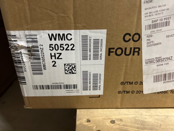 318 at Home Depot New Whirlpool Microwave WMC50522Hz2 for sale