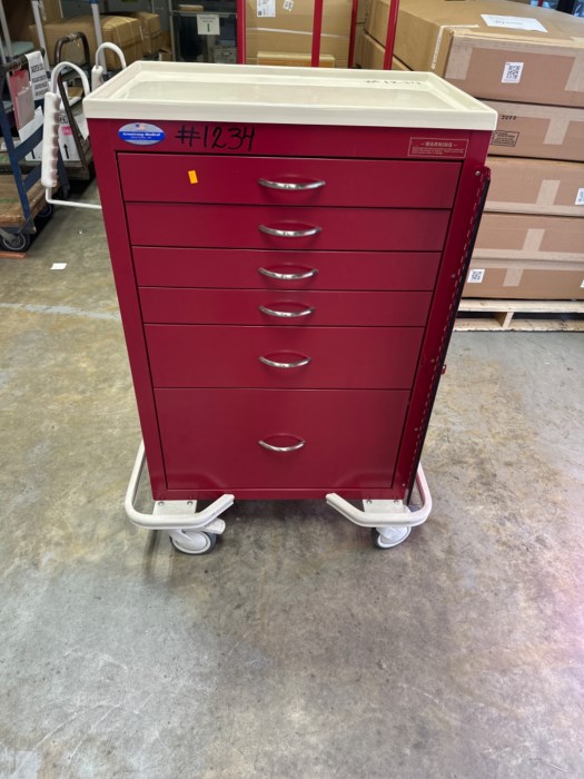 Armstrong Medical 6 Drawer Locking ASmart Cart System Crash Supply Carts for sale