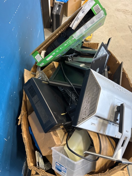 Asorted Screen Assorted Electronic Items including Small TV, Screen Monitors, Battery ...