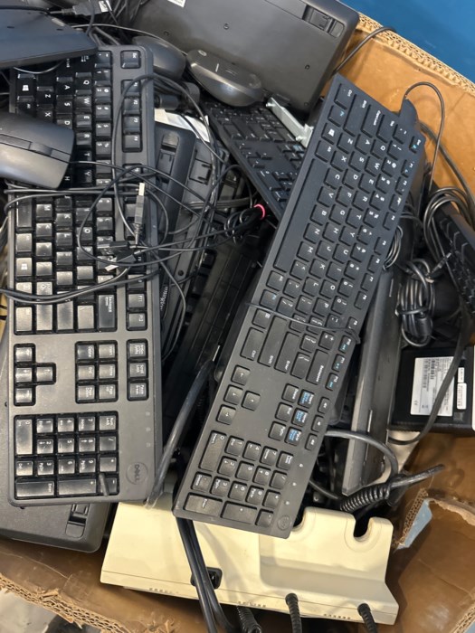 Assorted PC Keyboards + PC a connector wires + Assorted Office Items ...